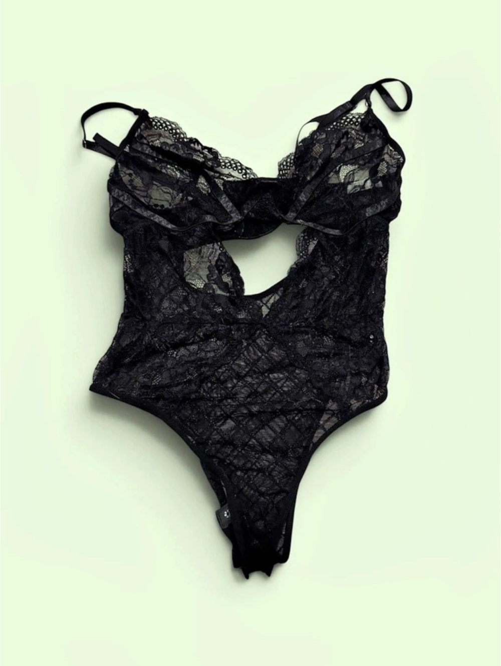 Avid Love Black Lace Bodysuit Size Large Like New
